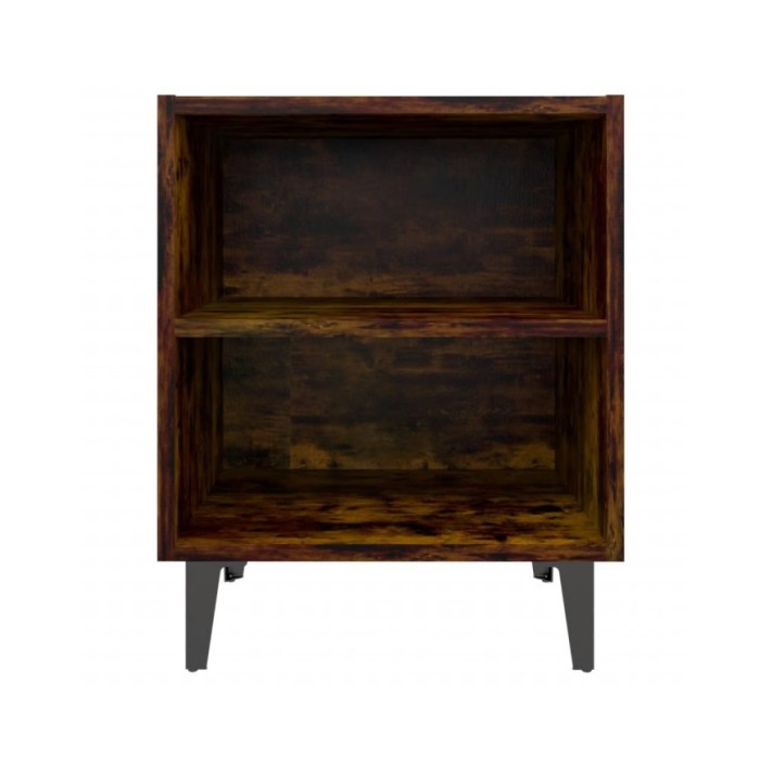 Tables de chevet pieds en métal 2 pcs Chêne fumé 40x30x50 cm