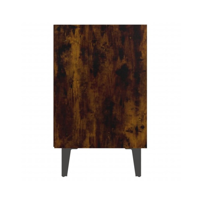 Tables de chevet pieds en métal 2 pcs Chêne fumé 40x30x50 cm