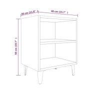 Tables de chevet pieds en métal 2 pcs Chêne fumé 40x30x50 cm