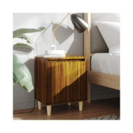 Tables de chevet pieds en bois 2 pcs Chêne marron 40x30x50 cm
