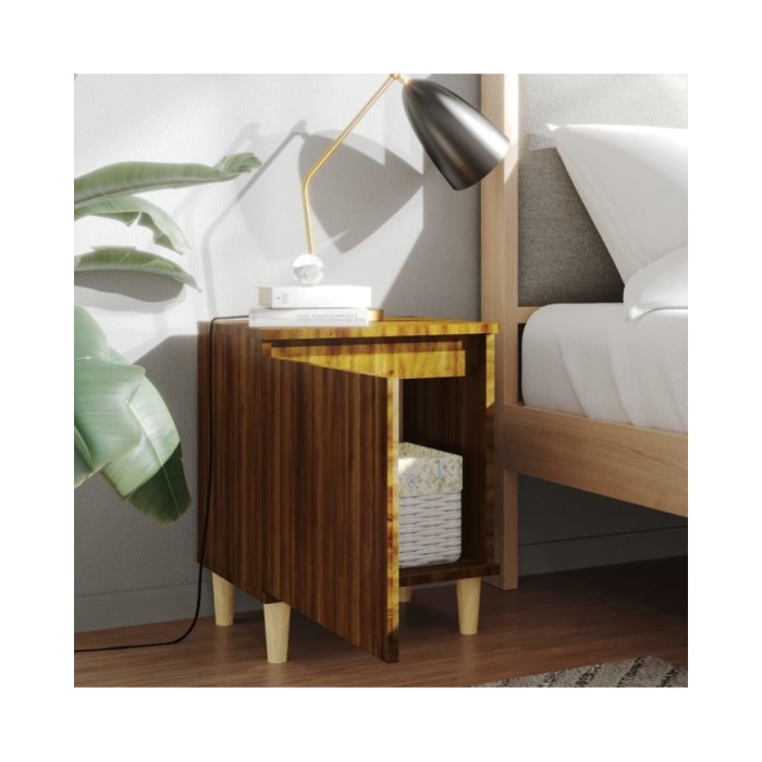 Tables de chevet pieds en bois 2 pcs Chêne marron 40x30x50 cm