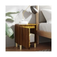 Tables de chevet pieds en bois 2 pcs Chêne marron 40x30x50 cm