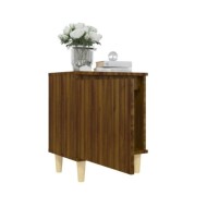 Tables de chevet pieds en bois 2 pcs Chêne marron 40x30x50 cm