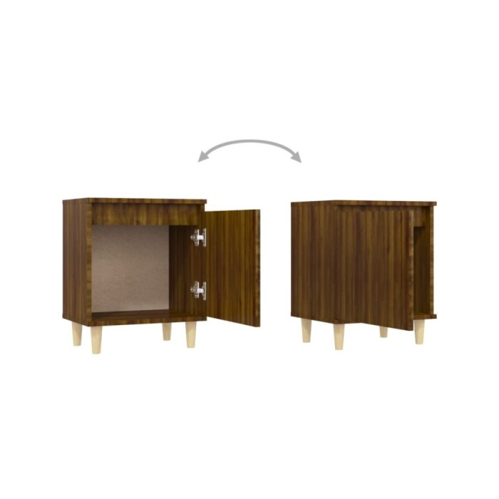 Tables de chevet pieds en bois 2 pcs Chêne marron 40x30x50 cm