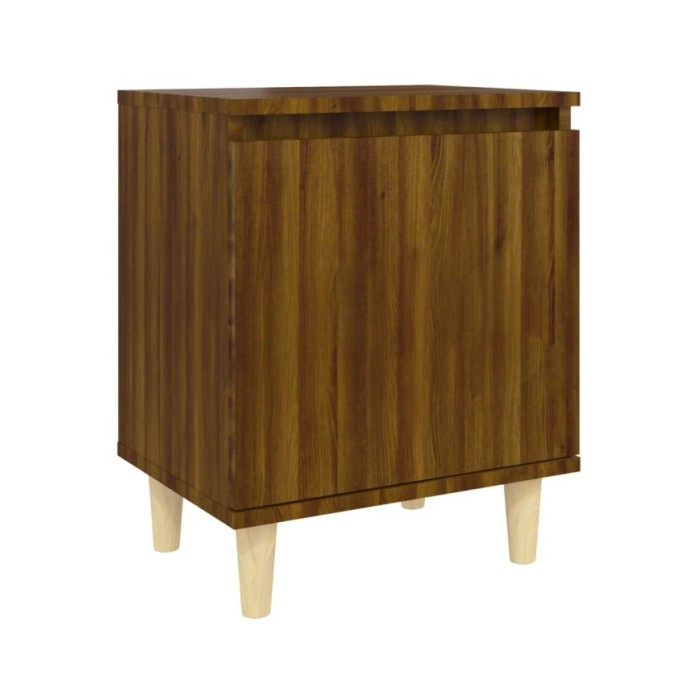 Tables de chevet pieds en bois 2 pcs Chêne marron 40x30x50 cm