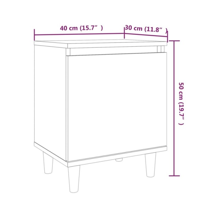 Tables de chevet pieds en bois 2 pcs Chêne marron 40x30x50 cm