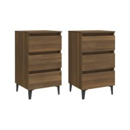Tables de chevet pieds en métal 2 pcs Chêne marron 40x35x69 cm