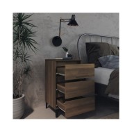 Tables de chevet pieds en métal 2 pcs Chêne marron 40x35x69 cm