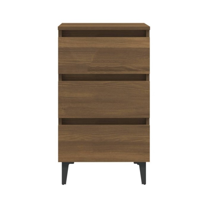 Tables de chevet pieds en métal 2 pcs Chêne marron 40x35x69 cm