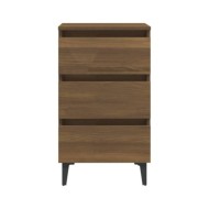 Tables de chevet pieds en métal 2 pcs Chêne marron 40x35x69 cm