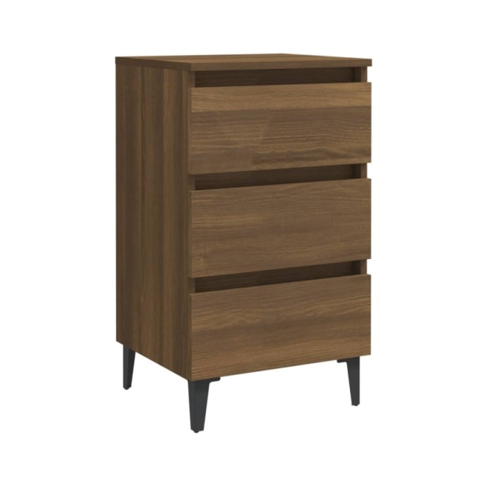 Tables de chevet pieds en métal 2 pcs Chêne marron 40x35x69 cm