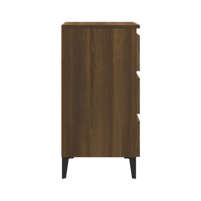 Tables de chevet pieds en métal 2 pcs Chêne marron 40x35x69 cm