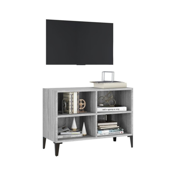 Meuble TV avec pieds en métal Sonoma gris 69,5x30x50 cm