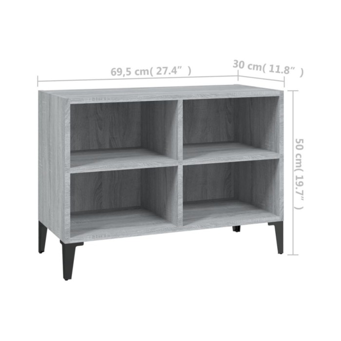 Meuble TV avec pieds en métal Sonoma gris 69,5x30x50 cm