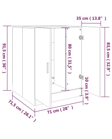 Meuble pour machine à laver Sonoma gris 71x71,5x91,5 cm