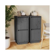 Buffets 2 pcs Gris 31,5x34x75 cm Bois massif de pin