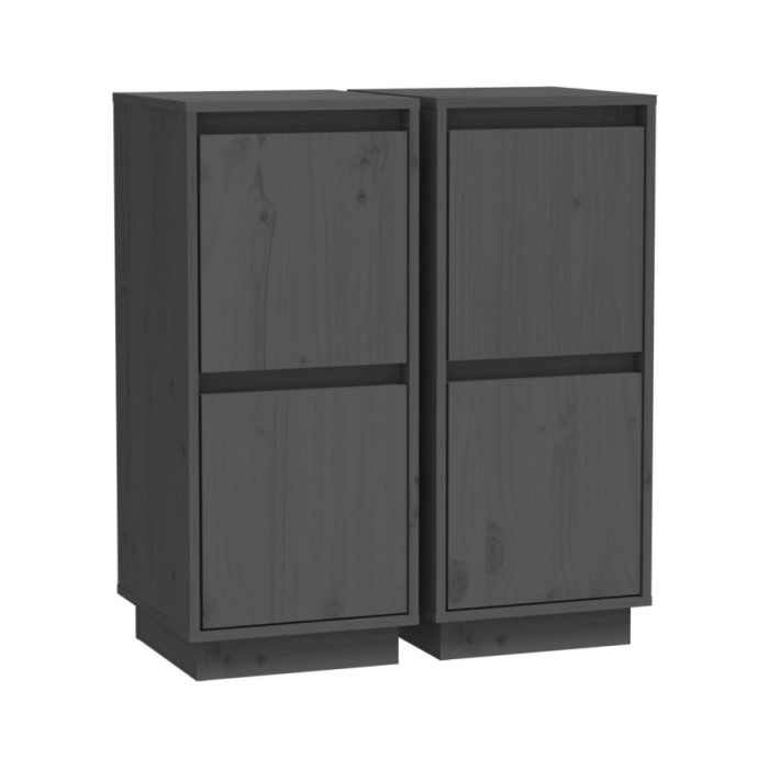 Buffets 2 pcs Gris 31,5x34x75 cm Bois massif de pin