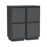 Buffets 2 pcs Gris 31,5x34x75 cm Bois massif de pin