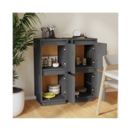 Buffets 2 pcs Gris 31,5x34x75 cm Bois massif de pin