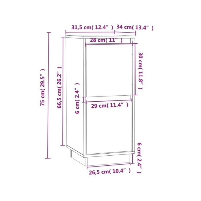 Buffets 2 pcs Gris 31,5x34x75 cm Bois massif de pin