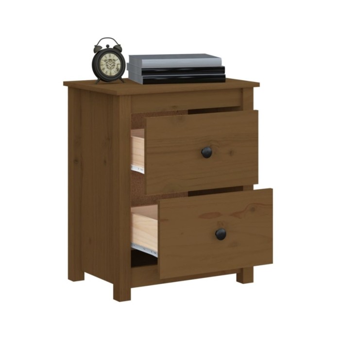 Table de chevet Marron miel 50x35x61,5 cm Bois de pin massif