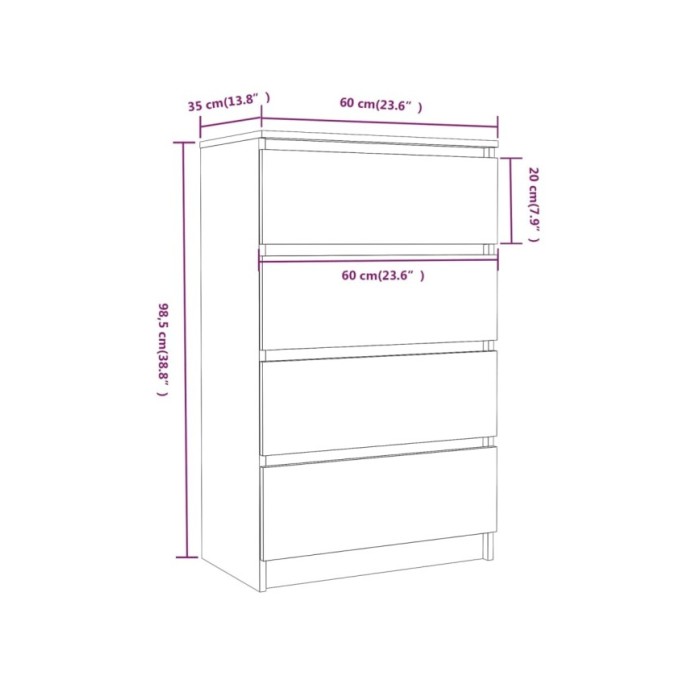 Buffet Chêne fumé 60x35x98,5 cm Bois d'ingénierie