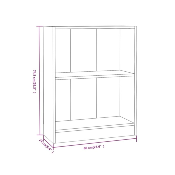 Bibliothèque Sonoma gris 60x24x74,5 cm Bois d'ingénierie