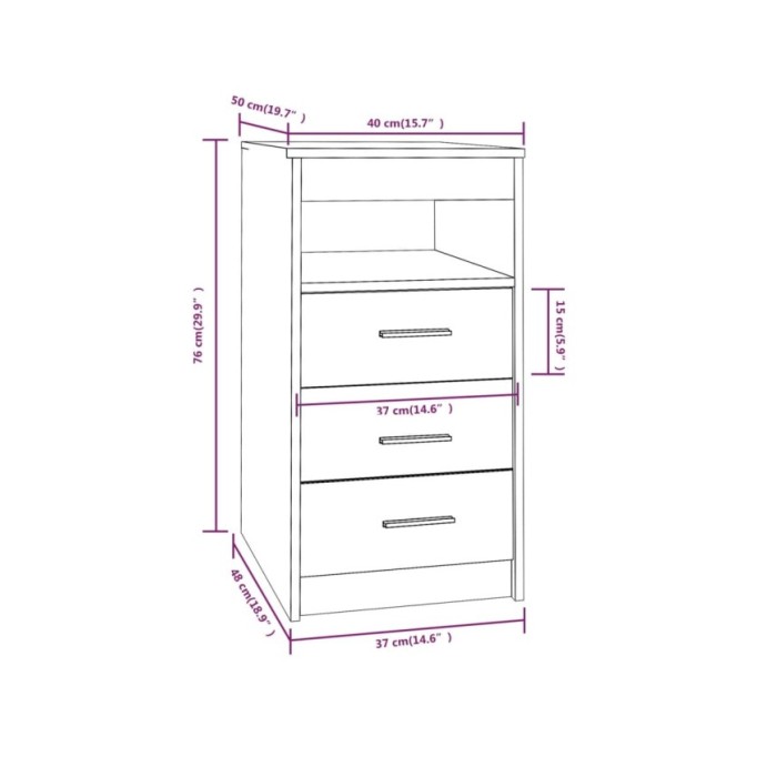 Armoire à tiroirs Chêne marron 40x50x76 cm Bois d'ingénierie