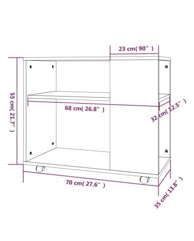 Table d'appoint Chêne fumé 70x35x55 cm Bois d'ingénierie
