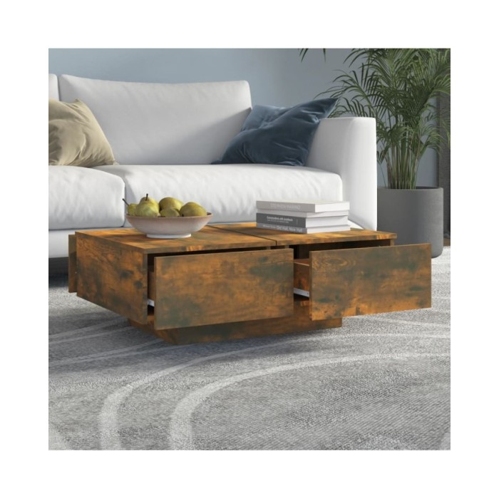 Table basse Chêne fumé 90x60x31 cm Bois d'ingénierie