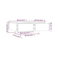 Table basse Chêne fumé 90x60x31 cm Bois d'ingénierie