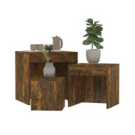 Tables gigognes 3 pcs Chêne fumé Bois d'ingénierie