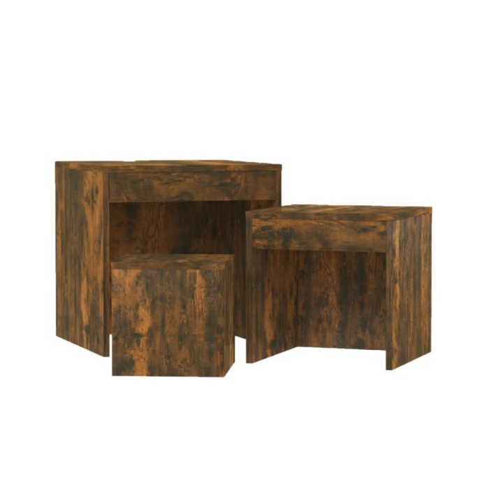 Tables gigognes 3 pcs Chêne fumé Bois d'ingénierie