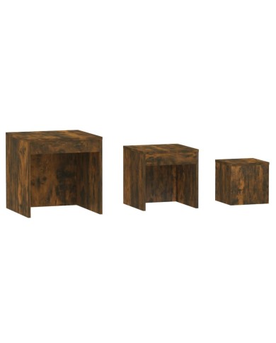 Tables gigognes 3 pcs Chêne fumé Bois d'ingénierie