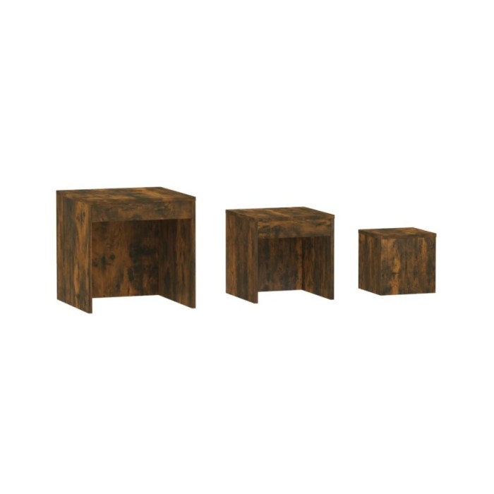 Tables gigognes 3 pcs Chêne fumé Bois d'ingénierie