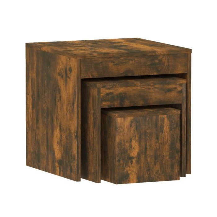 Tables gigognes 3 pcs Chêne fumé Bois d'ingénierie