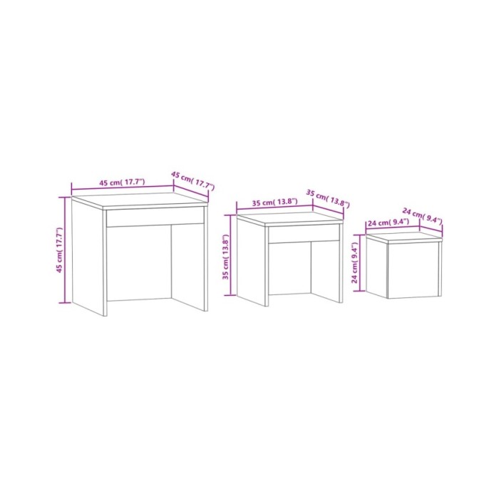 Tables gigognes 3 pcs Chêne fumé Bois d'ingénierie