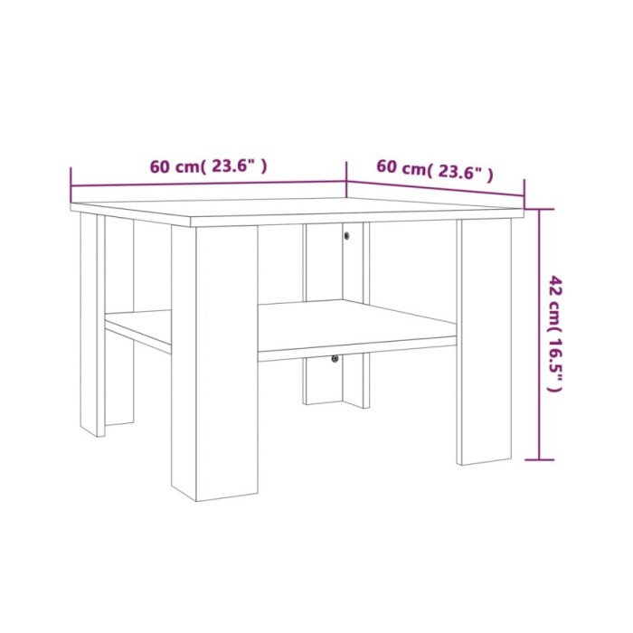  Table basse Sonoma gris 60x60x42 cm Bois d'ingénierie	