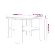  Table basse Sonoma gris 60x60x42 cm Bois d'ingénierie	