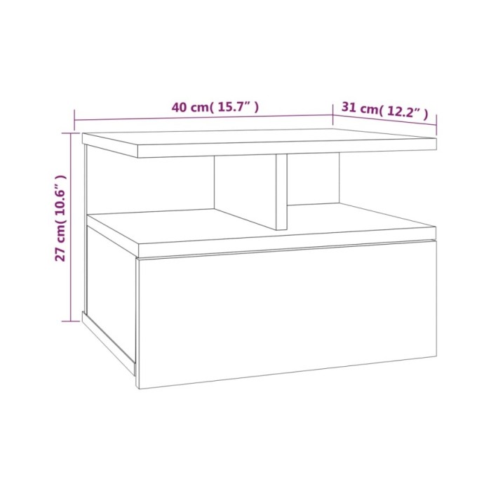 Tables de chevet flottantes 2 pcs Sonoma gris 40x31x27 cm