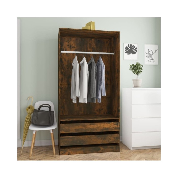 Garde-robe Chêne fumé 100x50x200 cm Bois d'ingénierie