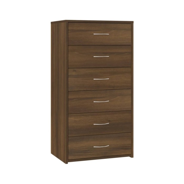 Buffet avec 6 tiroirs Chêne brun 50x34x96 cm Bois d'ingénierie