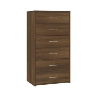 Buffet avec 6 tiroirs Chêne brun 50x34x96 cm Bois d'ingénierie