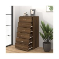 Buffet avec 6 tiroirs Chêne brun 50x34x96 cm Bois d'ingénierie
