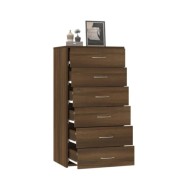 Buffet avec 6 tiroirs Chêne brun 50x34x96 cm Bois d'ingénierie