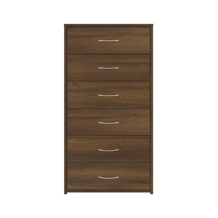 Buffet avec 6 tiroirs Chêne brun 50x34x96 cm Bois d'ingénierie
