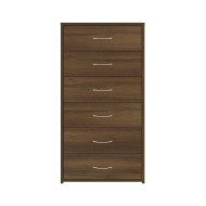 Buffet avec 6 tiroirs Chêne brun 50x34x96 cm Bois d'ingénierie