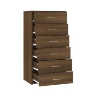 Buffet avec 6 tiroirs Chêne brun 50x34x96 cm Bois d'ingénierie