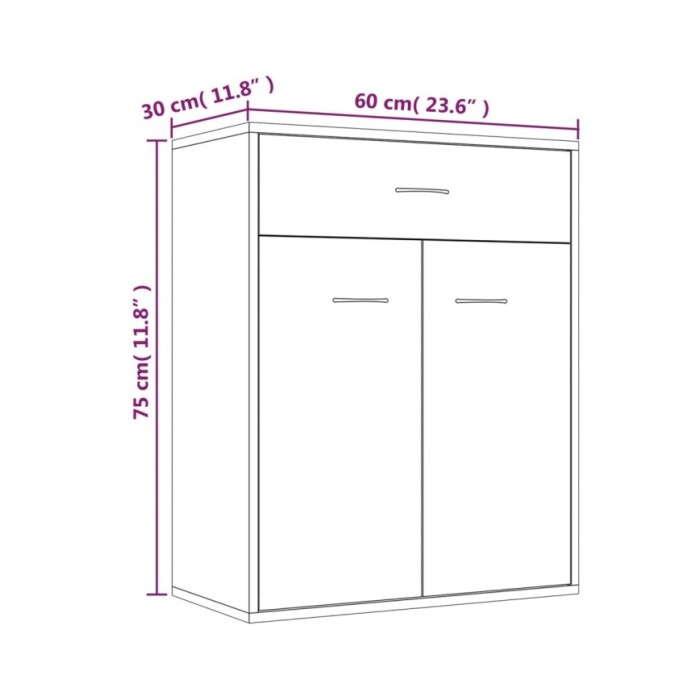  Buffet Chêne fumé 60x30x75 cm Bois d'ingénierie	