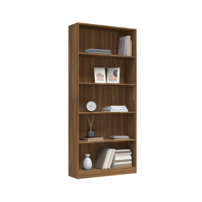 Bibliothèque 5 niveaux Chêne marron 80x24x175cm Bois ingénierie